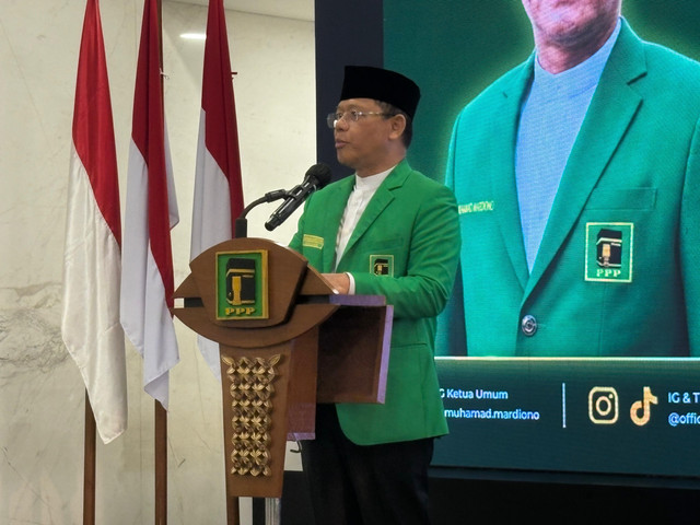 Ketua Umum Partai Persatuan Pembangungan (PPP), Muhamad Mardiono, dalam Rakornas Bidang Hukum PPP di Jakarta Pusat, Kamis (20/8/2026). Foto: Joakhim Tharob/kumparan