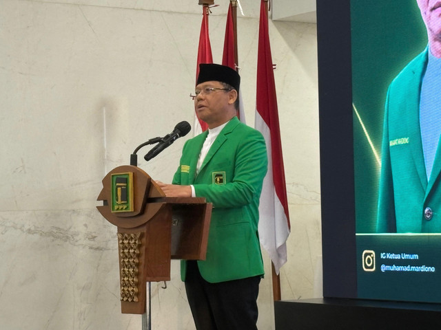 Ketua Umum Partai Persatuan Pembangunan (PPP), Muhamad Mardiono, dalam Rakornas Bidang Hukum PPP di Jakarta Pusat, Kamis (20/8/2026). Foto: Joakhim Tharob/kumparan
