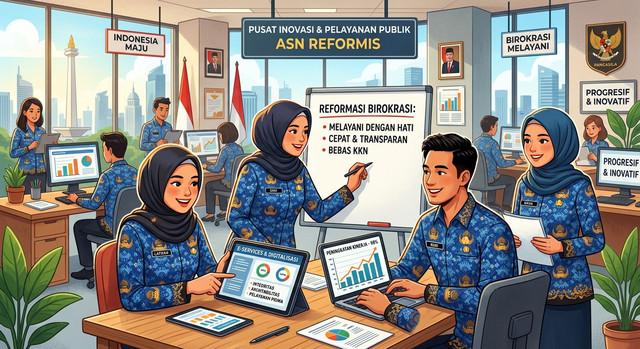 Ilustrasi ASN Reformis, sumber : ilustrasi oleh AI Gemini.google.com