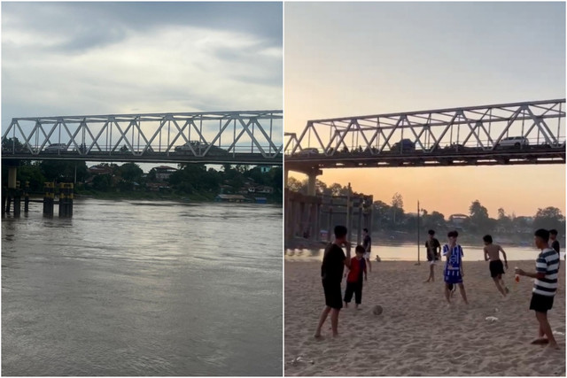 Kondisi sebelum dan sesudah Sungai Melawi mengalami kekeringan di Kalimantan Barat. Foto: Hipontianak