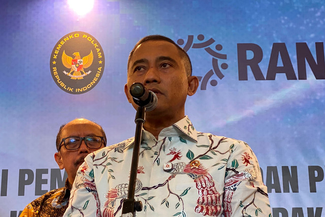 Kepala BNPT Komjen Pol (Purn.) Eddy Hartono menghadiri Hari Internasional untuk Peringatan dan Penghormatan bagi Korban Terorisme 2026 di Jakarta, Jumat (21/8/2026). Foto: Aditya Nugraha/kumparan