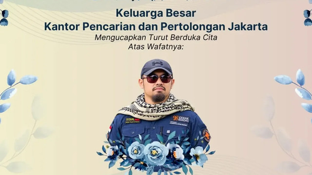 Berita duka wafatnya Ahmad Zaki Ali, Relawan Kemanusiaan Yayasan Komunitas Gerak Bareng. Foto: instagram / @kantorsar_jakarta