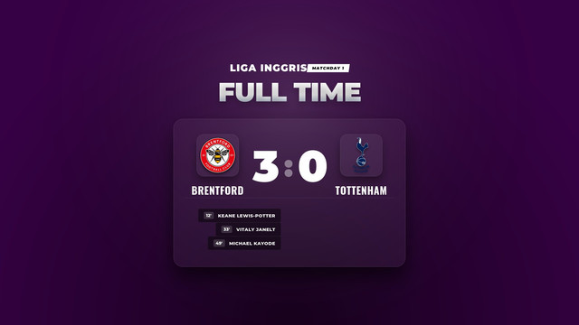 Hasil Liga Inggris: Brentford Bungkam Tottenham Tiga Gol Tanpa Balas