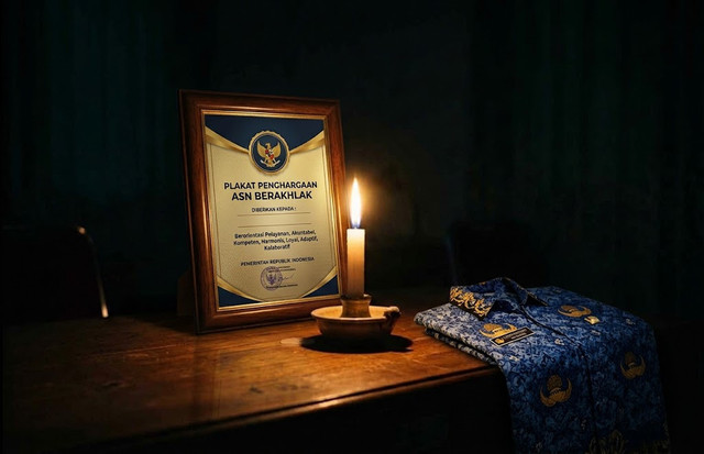 Ilustrasi ASN Seperti Lilin (dibuat dengan bantuan AI)