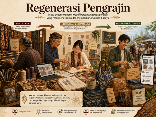 Ilustrasi Regenerasi Pengrajin. Foto generated by AI