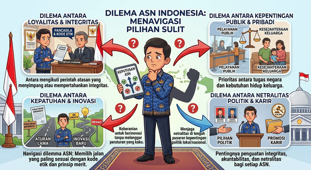 Ilustrasi Dilema ASN (Sumber : Ilustrasi AI gemini.google.com)