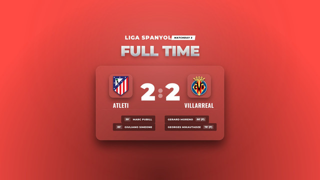 Hasil Liga Spanyol: Atleti Ditahan Imbang Villarreal 2-2
