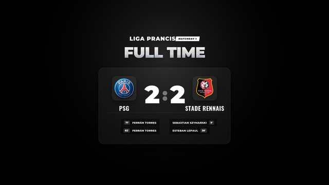 Hasil Liga Prancis: PSG Tahan Imbang Stade Rennais 2-2
