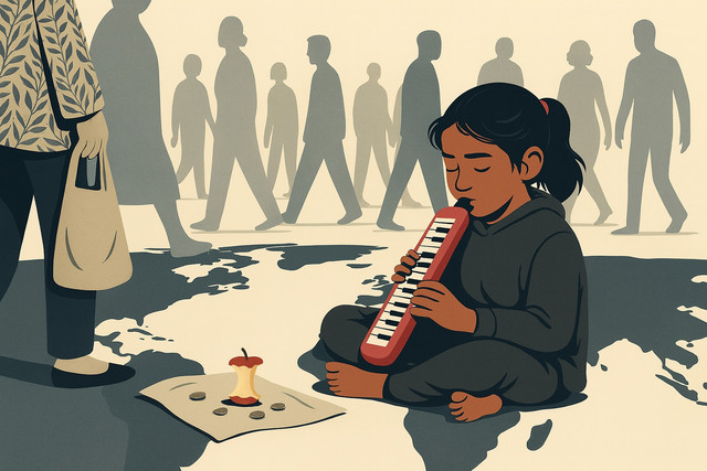 Ilustrasi musisi jalanan, gambar diperoleh dari pixabay.com https://pixabay.com/id/illustrations/musisi-jalanan-anak-kemiskinan-9826033/