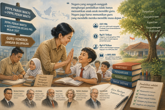 Ilustrasi Guru mendapat harapan (Foto: chatGPT/Pormadi)