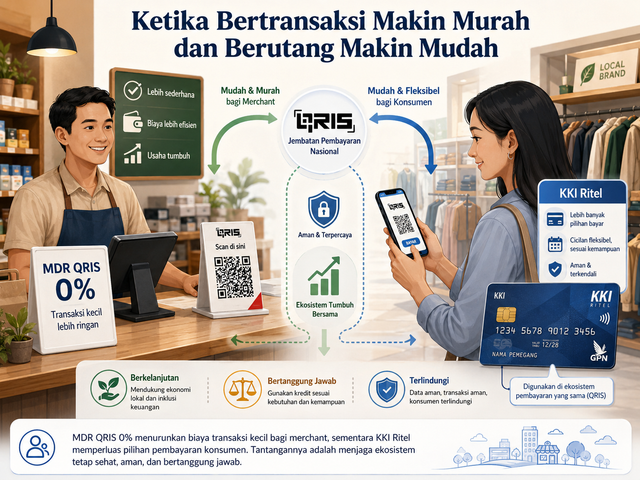 Ilustrasi dampak kebijakan MDR 0 persen dan Kartu Kredit Indonesia. Foto generated by AI