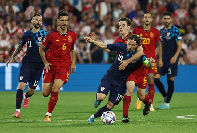 Gelar UEFA Nations League 2022/2023 perdana untuk Spanyol. Pada edisi sebelumnya, mereka hanya menjadi runner up usai kalah dari Prancis dengan skor 2-1 di babak final. Foto: Yves Herman/REUTERS
