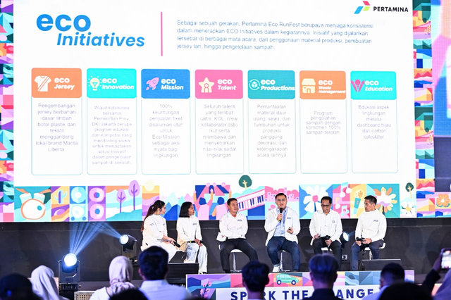 Direktur Manajemen Risiko PT Pertamina (Persero) Ahmad Siddik Badruddin (ketiga dari kanan) saat konferensi Pers Conference Pertamina Eco RunFest 2026 di Jakarta pada Rabu (26/8). Foto: Dok. Pertamina