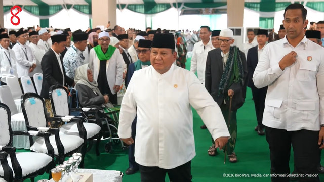 Presiden Prabowo Subianto menghadiri Pembukaan Muktamar Ke-35 Nahdlatul Ulama di Tambakberas, Jombang, Jawa Timur, Kamis (27/8/2026). Foto: YouTube/Sekretariat Presiden