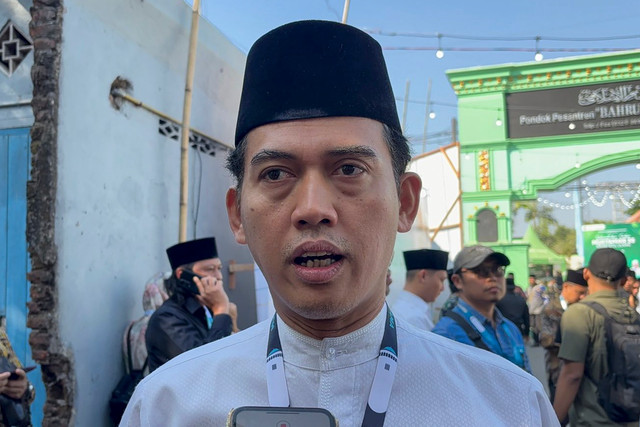 Katib Syuriyah Pengurus Besar Nahdlatul Ulama (PBNU) Asrorun Niam Soleh di Pondok Pesantren Bahrul Ulum, Tambak Beras, Jombang, Jawa Timur, Jumat (28/7/2026) Foto: Zamachsyari/kumparan