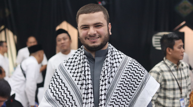 Motaz Harb Muhammad Hasan Haniyah, seorang Syaikh muda asli Gaza saat hadir di kegiatan Public Expose DT Peduli (Sumber: DT Peduli)