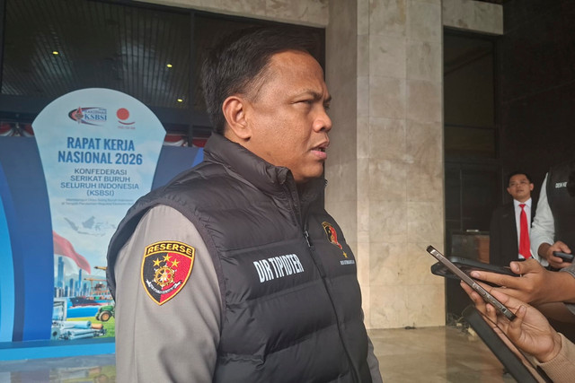 Doorstop dengan Direktur Tindak Pidana Tertentu (Tipidter) Bareskrim Polri Brigjen Pol Mohammad Irhamni di Hotel Grand Sahid Jaya, Jumat (28/8/2026). Foto: Pradya Tirta/kumparan