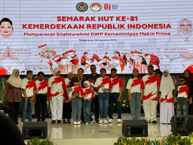 Menteri Imigrasi dan Pemasyarakatan Agus Andrianto libatkan anak binaan LPKA Tangerang dalam perayaan HUT ke-81 RI dan Maulid Nabi di Poltek Imipas, Tangerang, untuk perkuat pembinaan humanis, Jumat (28/8/2026). Foto: Dok. Kementerian Imigrasi dan Pemasyarakatan