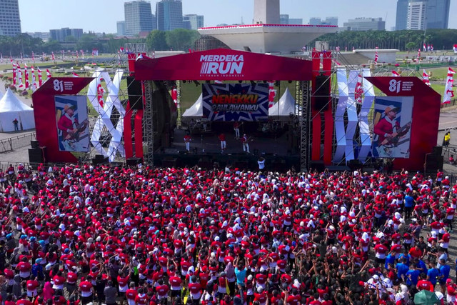 Suasana saat Merdeka Run 2026 di di kawasan Monumen Nasional (Monas), Jakarta, Sabtu (29/8/2026). Foto: Dok. Biro Pers, Media, dan Informasi Sekretariat Presiden