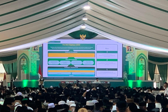 Sidang Pleno III Muktamar ke-35 NU di Gedung Serba Guna (GSG) Ponpes Bahrul Ulum, Tambakberas, Jombang, Sabtu (29/8/2026). Foto: Farusma Okta Verdian/kumparan