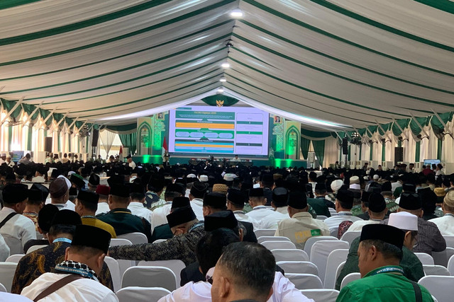 Sidang Pleno III Muktamar ke-35 NU di Gedung Serba Guna (GSG) Ponpes Bahrul Ulum, Tambakberas, Jombang, Sabtu (29/8/2026). Foto: Farusma Okta Verdian/kumparan