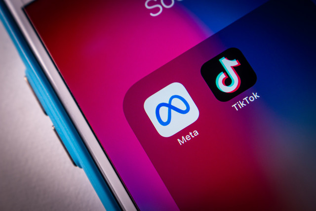 Ilustrasi Meta dan TikTok. Foto: Koshiro K/Shutterstock