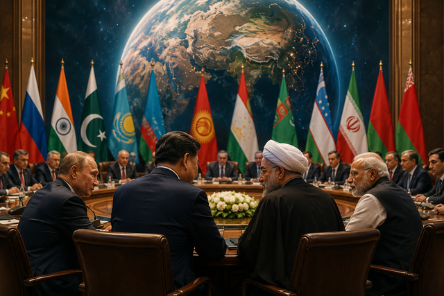 Ilustrasi KTT Organisasi Kerjasama Shanghai atau Shanghai Cooperation Organisation (SCO) 2026 di Bishkek, Kirgistan (Sumber: AI Chatgpt)