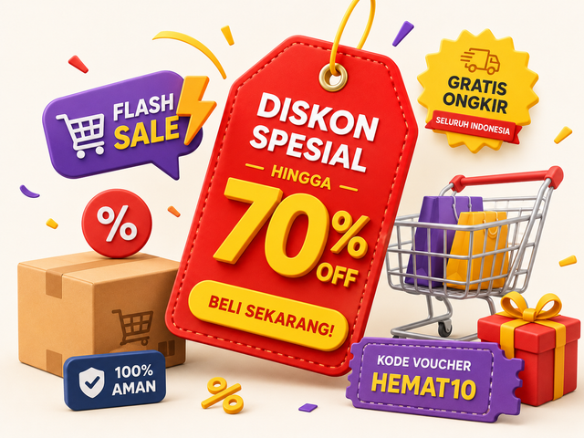 Ilustrasi diskon belanja online. Foto: Generated by AI