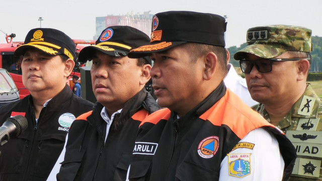 Kepala BPBD DKI Jakarta Marulitua Sijabat saat Apel Jaga Jakarta di Lapangan Silang Monas Sisi Selatan, Rabu (2/9/2026). Foto: Nauval Pratama/kumparan