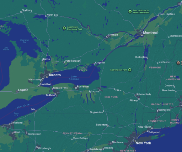 Tangkapan layar Apple Map yang menampilkan Lake America. Foto: Dok Apple.