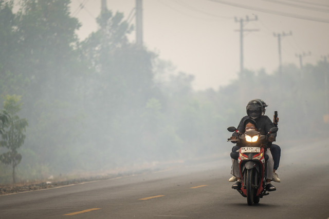 Kabut asap akibat kebakaran hutan dan lahan (karhutla) di Kabupaten Banjar, Kalimantan Selatan, Rabu (2/9/2026). Foto: Bayu Pratama S/ANTARA FOTO