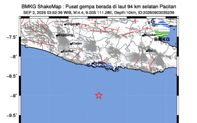 Pusat gempa Pacitan pada Kamis (3/9). Dok. BMKG