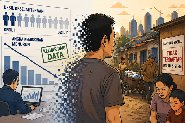 Ilustrasi Kesalahan data Desil. Generated with ChatGPT