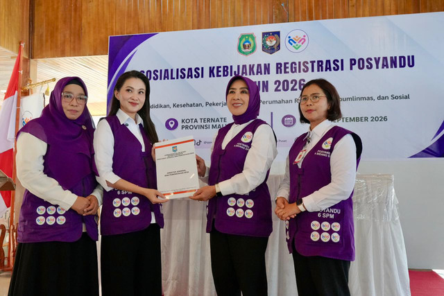 Ketum TP Posyandu Tri Tito saat hadiri Sosialisasi Kebijakan Registrasi Posyandu di Maluku Utara, Maluku, Rabu (2/9/2026). Foto: Kemendagri RI