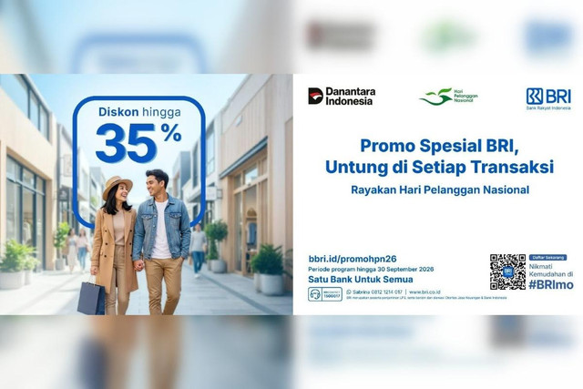 BRI sambut Hari Pelanggan Nasional dengan promo di berbagai merchant. Promo dapat dinikmati dengan transaksi menggunakan BRI Debit, BRI Kartu Kredit, atau QRIS BRImo. Foto: Dok. BRI