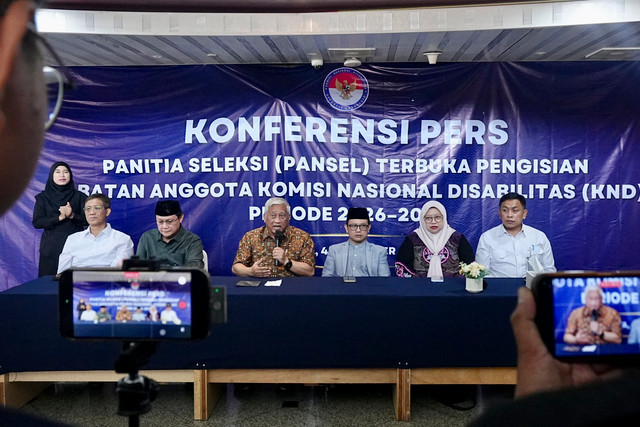 Panitia seleksi umumkan seleksi terbuka Anggota Komisi Nasional Disabilitas (KND) periode 2026 - 2031 yang diketuai oleh Muhammad Nuh akan resmi dibuka pada 7 September 2026 di Jakarta, Jumat (4/9/2026). Foto: Dok. Kemensos