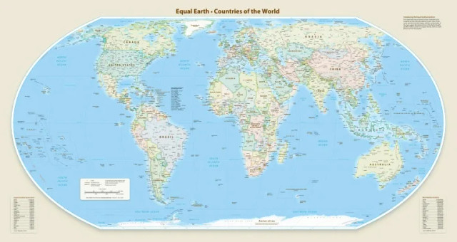 Tampilan baru peta global Equal Earth. Foto: Equal Earth/Handout via AFP