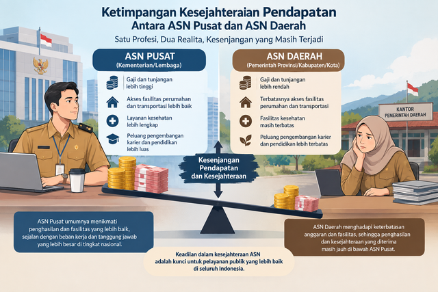 Ketimpangan kesejahteraan ASN. Sumber : Rekayasa ChatGPT