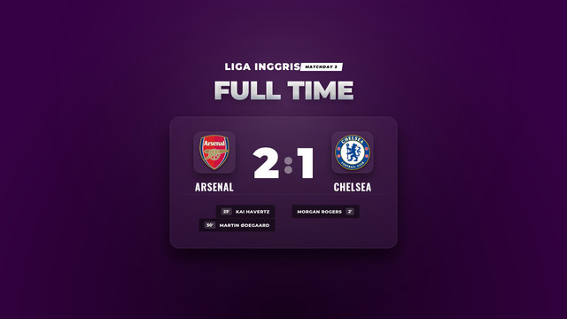 Hasil Liga Inggris: Arsenal Petik Kemenangan 2-1 atas Chelsea