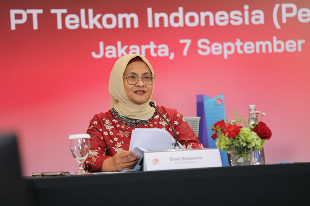 Direktur Utama Telkom, Dian Siswarini dalam kegiatan Public Expose Live 2026 di Jakarta pada Senin (7/9). Foto: Dok. Telkom