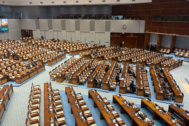 Suasana Rapat Paripurna DPR RI ke-5 Masa Persidangan I Tahun Sidang 2026-2027 di Kompleks Parlemen, Senayan, Jakarta, Selasa (8/9/2026). Foto: Nasywa Athifah/kumparan