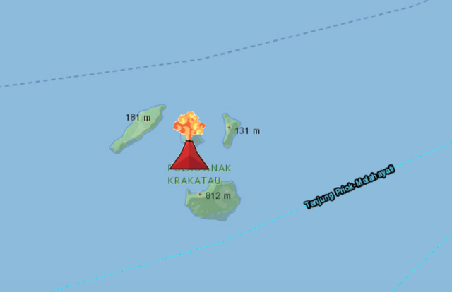 Ilustrasi erupsi Gunung Anak Krakatau di Selat Sunda, September 2026. Foto: magma.esdm.go.id