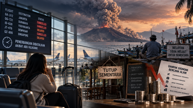 Ilustrasi : Dibalik Abu Vulkanik Omset Hilang Foto : Generated By AI