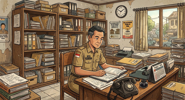 Ilustrasi PNS masa lalu hasil olahan AI