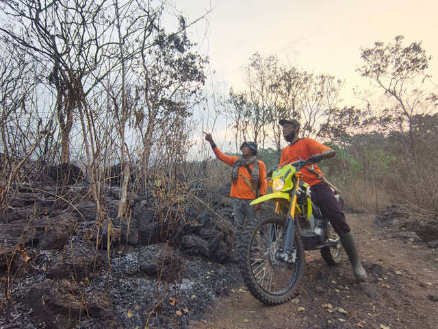 Kebakaran hutan dan lahan (karhutla) melanda kawasan Taman Nasional Gunung Ciremai (TNGC), Kecamatan Pasawahan, Kabupaten Kuningan, Jawa Barat. Foto: kumparan