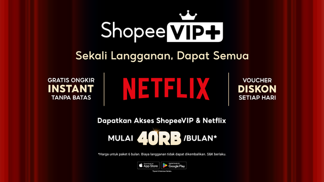 ShopeeVIP+ hadirkan pengalaman ‘Sekali Langganan, Dapat Semua’, semakin lengkap dengan akses Netflix. Foto: istimewa