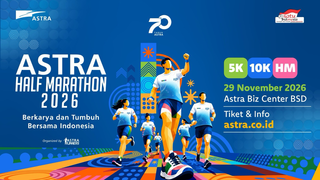 Pendaftaran Astra Half Marathon 2026 resmi dibuka mulai tanggal 15 September 2026 melalui situs Astra: astra.co.id. Foto: Dok. Astra