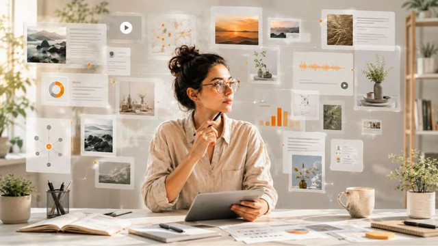 sumber gambar : pinterest  seorang wanita muda atau gen z dengan kecangihan AI dan media sosial