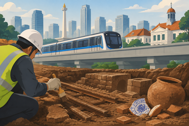 Pembangunan MRT Jakarta temukan benda bersejarah (Sumber: Ilustrasi AI)