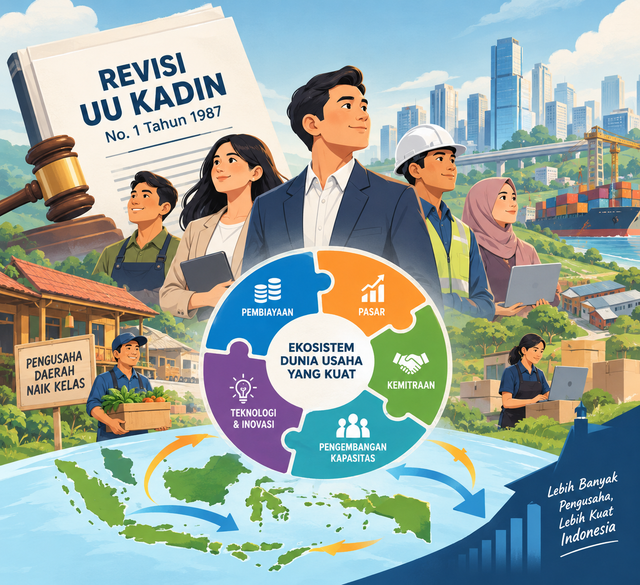 Ilustrasi Revisi UU Kadin, Momentum Membenahi Ekosistem Dunia Usaha (Sumber Gambar: AI Image Generator)